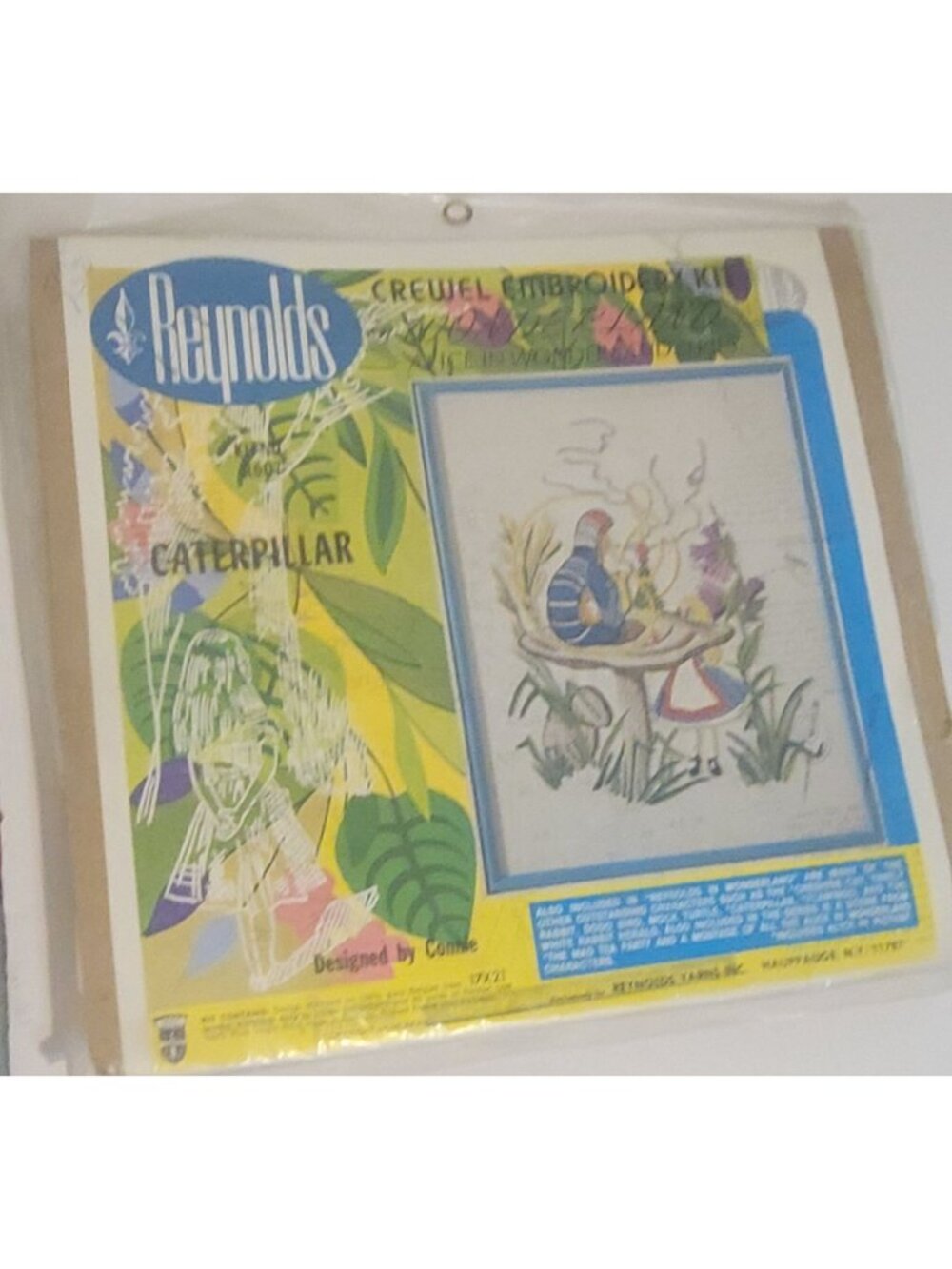 Reynolds Crewel Embroidery Kit Alice In Wonderland Series "Caterpillar" 17x21 De